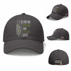I Love One Woman And Several Guns Baseball Cap Vintage American Flag Funny Husband Gun Lover