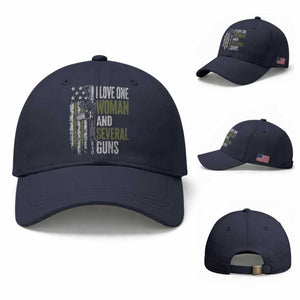 I Love One Woman And Several Guns Baseball Cap Vintage American Flag Funny Husband Gun Lover
