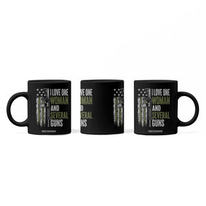 I Love One Woman And Several Guns Coffee Mug Vintage American Flag Funny Husband Gun Lover