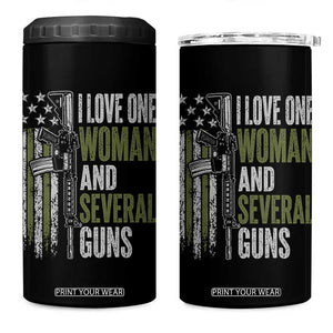 I Love One Woman And Several Guns 4 in 1 Can Cooler Tumbler Vintage American Flag Funny Husband Gun Lover