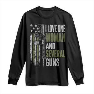 I Love One Woman And Several Guns Long Sleeve Shirt Vintage American Flag Funny Husband Gun Lover