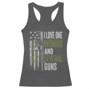 I Love One Woman And Several Guns Racerback Tank Top Vintage American Flag Funny Husband Gun Lover
