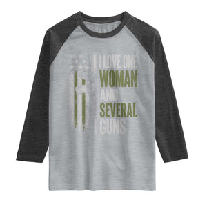 I Love One Woman And Several Guns Raglan Shirt Vintage American Flag Funny Husband Gun Lover