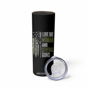 I Love One Woman And Several Guns Skinny Tumbler Vintage American Flag Funny Husband Gun Lover