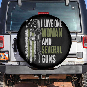 I Love One Woman And Several Guns Spare Tire Cover Vintage American Flag Funny Husband Gun Lover