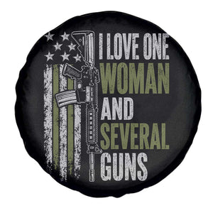 I Love One Woman And Several Guns Spare Tire Cover Vintage American Flag Funny Husband Gun Lover