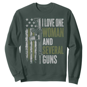 I Love One Woman And Several Guns Sweatshirt Vintage American Flag Funny Husband Gun Lover