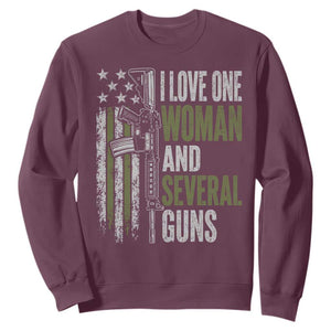 I Love One Woman And Several Guns Sweatshirt Vintage American Flag Funny Husband Gun Lover