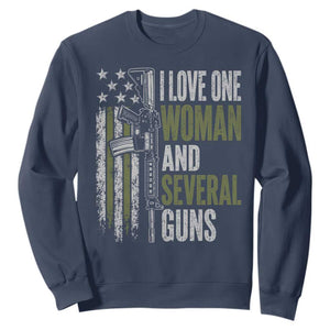I Love One Woman And Several Guns Sweatshirt Vintage American Flag Funny Husband Gun Lover