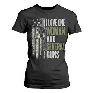 I Love One Woman And Several Guns T Shirt For Women Vintage American Flag Funny Husband Gun Lover