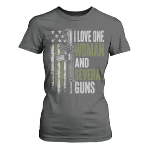 I Love One Woman And Several Guns T Shirt For Women Vintage American Flag Funny Husband Gun Lover