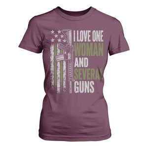 I Love One Woman And Several Guns T Shirt For Women Vintage American Flag Funny Husband Gun Lover