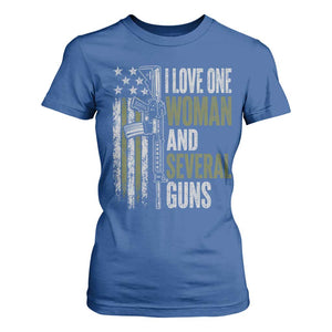 I Love One Woman And Several Guns T Shirt For Women Vintage American Flag Funny Husband Gun Lover