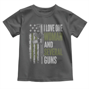 I Love One Woman And Several Guns Toddler T Shirt Vintage American Flag Funny Husband Gun Lover