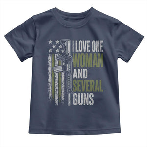 I Love One Woman And Several Guns Toddler T Shirt Vintage American Flag Funny Husband Gun Lover