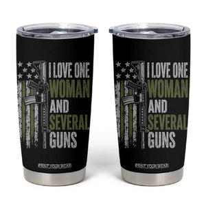 I Love One Woman And Several Guns Tumbler Cup Vintage American Flag Funny Husband Gun Lover