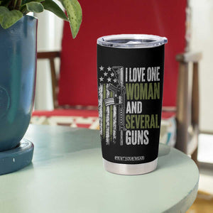 I Love One Woman And Several Guns Tumbler Cup Vintage American Flag Funny Husband Gun Lover