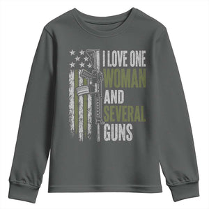 I Love One Woman And Several Guns Youth Sweatshirt Vintage American Flag Funny Husband Gun Lover
