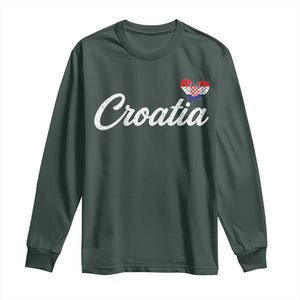 Croatia Long Sleeve Shirt Hrvatska Simple Love Croatian Flag Heart