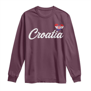 Croatia Long Sleeve Shirt Hrvatska Simple Love Croatian Flag Heart