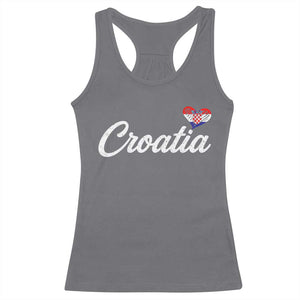 Croatia Racerback Tank Top Hrvatska Simple Love Croatian Flag Heart