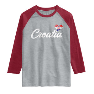 Croatia Raglan Shirt Hrvatska Simple Love Croatian Flag Heart