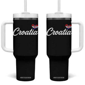 Croatia Tumbler With Handle Hrvatska Simple Love Croatian Flag Heart