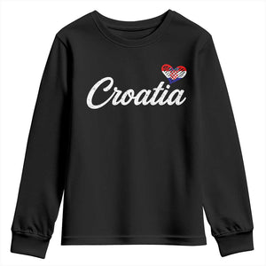 Croatia Youth Sweatshirt Hrvatska Simple Love Croatian Flag Heart