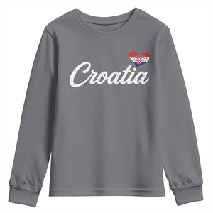 Croatia Youth Sweatshirt Hrvatska Simple Love Croatian Flag Heart
