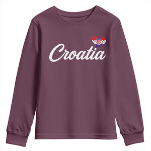 Croatia Youth Sweatshirt Hrvatska Simple Love Croatian Flag Heart