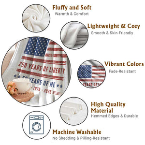 Patriotic 50th Birthday USA 250th Anniversary Throw Blanket 250 Years of Liberty 1976 50 Year Old Gift