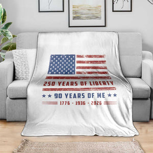 Patriotic 90th Birthday USA 250th Anniversary Throw Blanket 250 Years of Liberty 1936 90 Year Old Gift