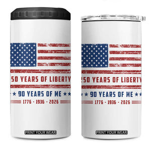 Patriotic 90th Birthday USA 250th Anniversary 4 in 1 Can Cooler Tumbler 250 Years of Liberty 1936 90 Year Old Gift