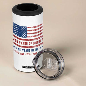Patriotic 90th Birthday USA 250th Anniversary 4 in 1 Can Cooler Tumbler 250 Years of Liberty 1936 90 Year Old Gift