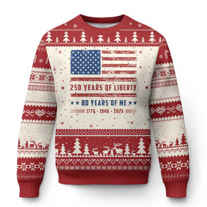 Patriotic 80th Birthday USA 250th Anniversary Ugly Christmas Sweater 250 Years of Liberty 1946 80 Year Old Gift