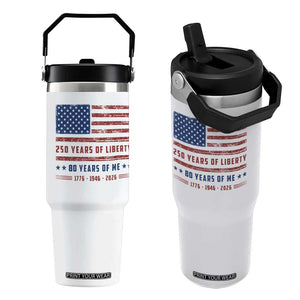 Patriotic 80th Birthday USA 250th Anniversary Flip Straw Tumbler 250 Years of Liberty 1946 80 Year Old Gift