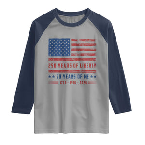 Patriotic 70th Birthday USA 250th Anniversary Raglan Shirt 250 Years of Liberty 1956 70 Year Old Gift