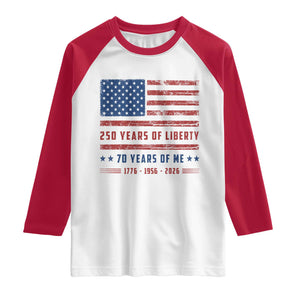 Patriotic 70th Birthday USA 250th Anniversary Raglan Shirt 250 Years of Liberty 1956 70 Year Old Gift