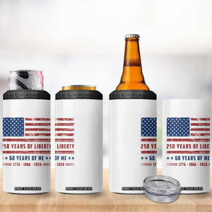 Patriotic 60th Birthday USA 250th Anniversary 4 in 1 Can Cooler Tumbler 250 Years of Liberty 1966 60 Year Old Gift