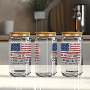 Patriotic 60th Birthday USA 250th Anniversary Glass Can 250 Years of Liberty 1966 60 Year Old Gift