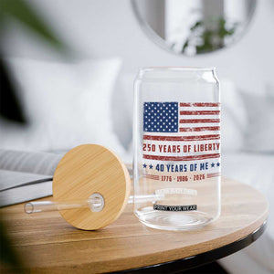 Patriotic 40th Birthday USA 250th Anniversary Glass Can 250 Years of Liberty 1986 40 Year Old Gift