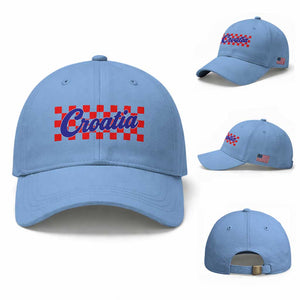 Croatia Baseball Cap Checkered Retro Hrvatska Zagreb Croatian