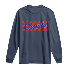 Croatia Long Sleeve Shirt Checkered Retro Hrvatska Zagreb Croatian