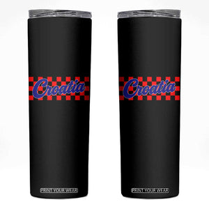 Croatia Skinny Tumbler Checkered Retro Hrvatska Zagreb Croatian