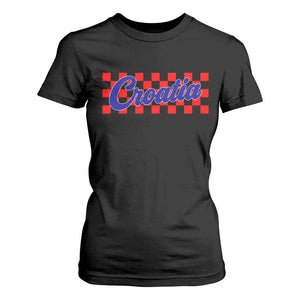 Croatia T Shirt For Women Checkered Retro Hrvatska Zagreb Croatian