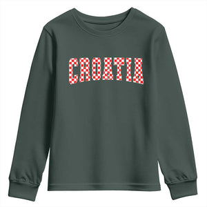 Vintage Croatia Youth Sweatshirt Retro Varsity Hrvatska Flag Zagreb Croatian