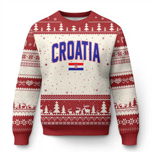 Croatia Flag Ugly Christmas Sweater Vintage Hrvatska Flag Zagreb Croatian Jersey Retro