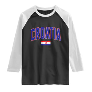 Croatia Flag Raglan Shirt Vintage Hrvatska Flag Zagreb Croatian Jersey Retro