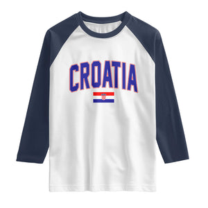 Croatia Flag Raglan Shirt Vintage Hrvatska Flag Zagreb Croatian Jersey Retro