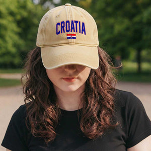 Croatia Flag Washed Cotton Baseball Cap Vintage Hrvatska Flag Zagreb Croatian Jersey Retro
